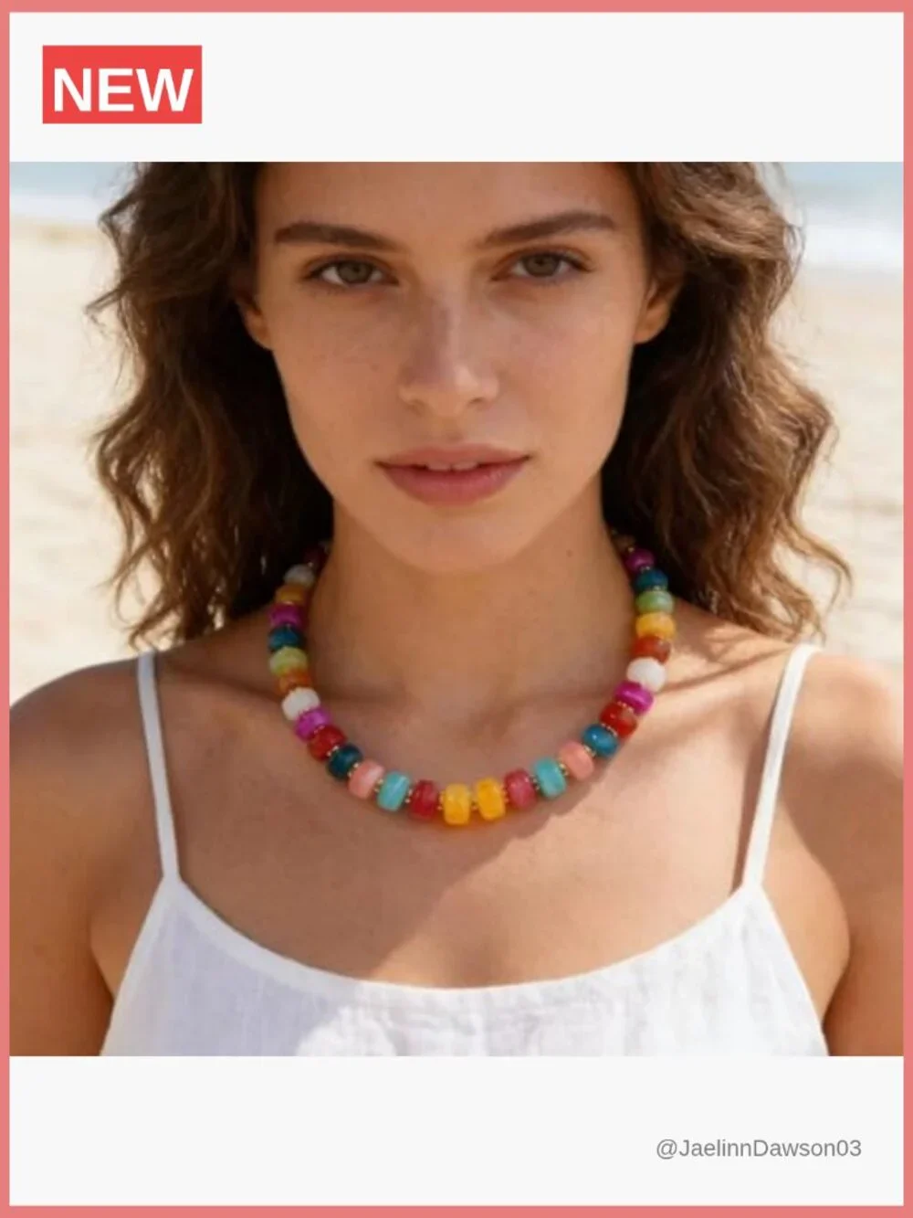 Chunky Beaded Statement Necklace Trendy Boho Resin Choker Handmade